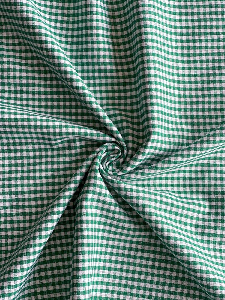 Dark green gingham cotton - earthytextiles