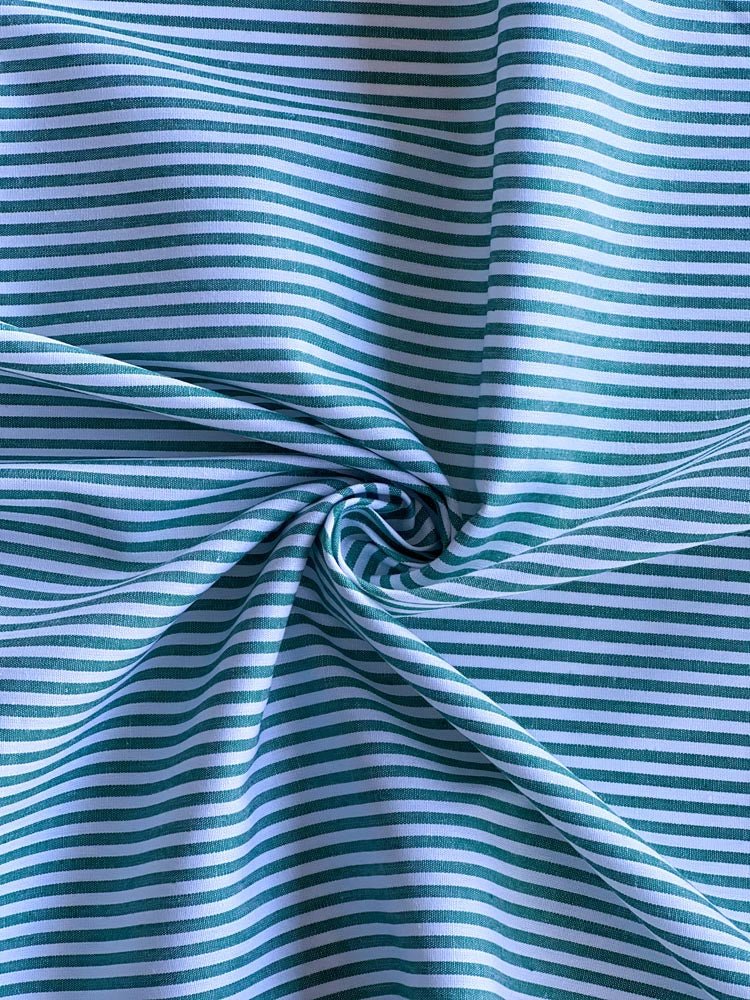 Dark green stripes cotton - earthytextiles