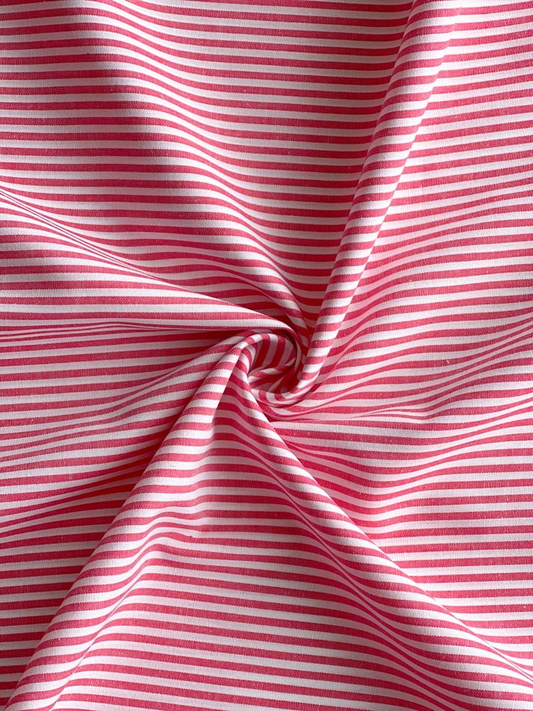 Dark pink stripes cotton - earthytextiles