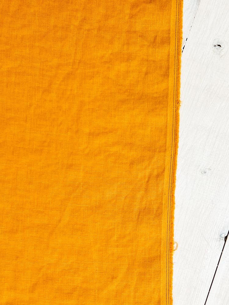 Golden orange linen fabric - earthytextiles