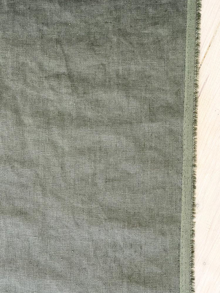 Gray green linen fabric - earthytextiles