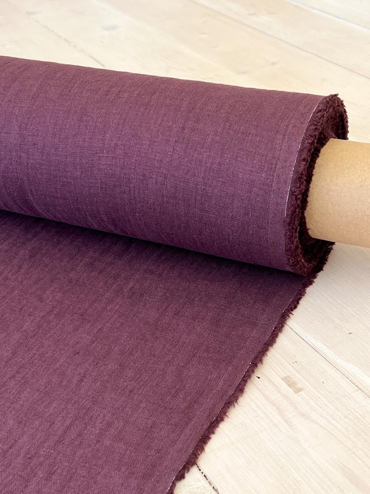 Italian plum linen fabric - earthytextiles