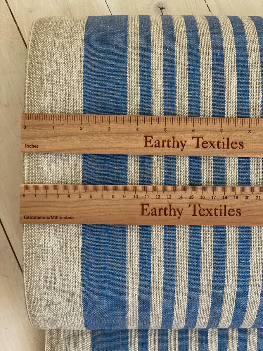Natural narrow with blue stripes - earthytextiles