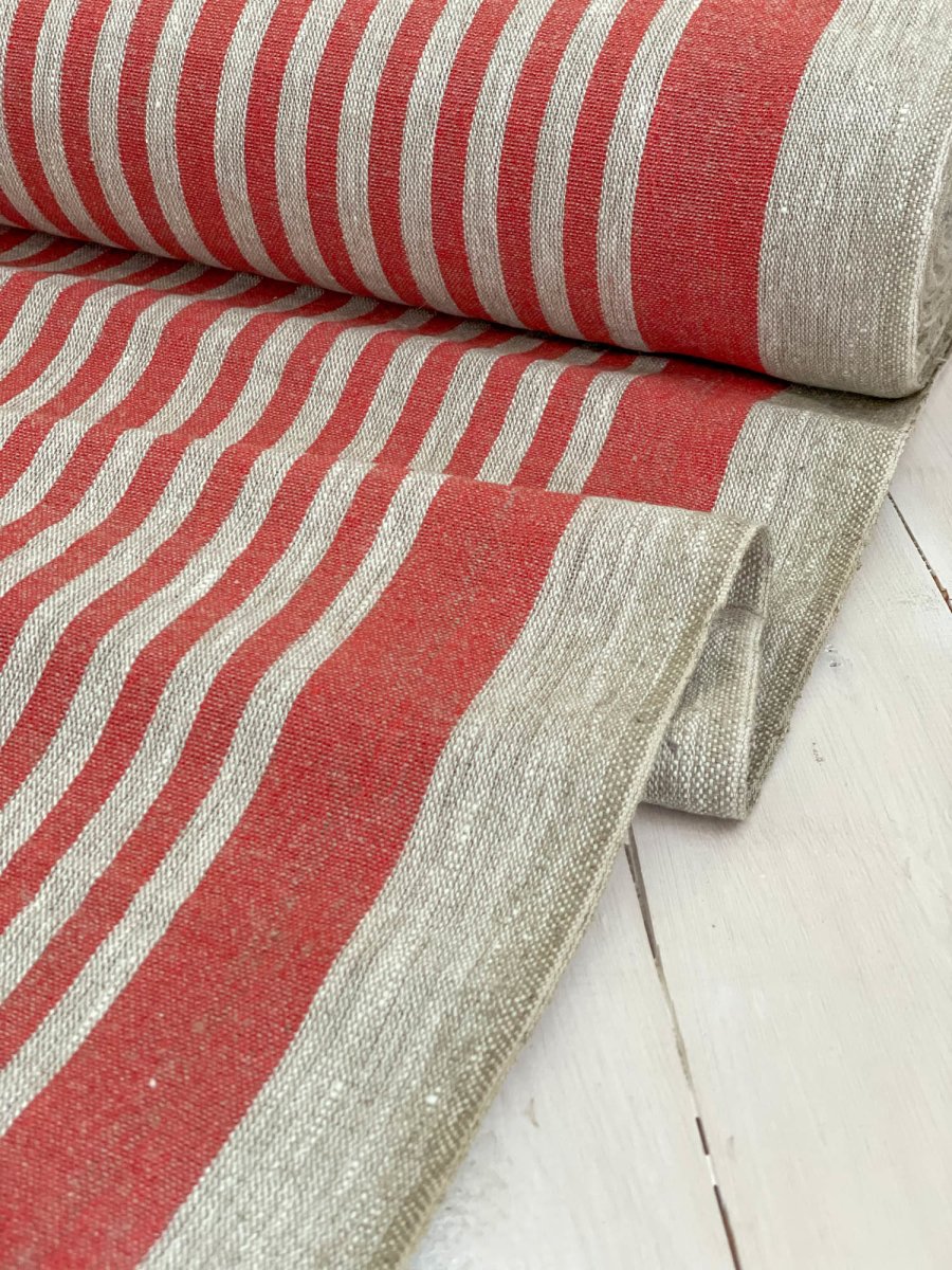 Natural narrow with red stripes - earthytextiles