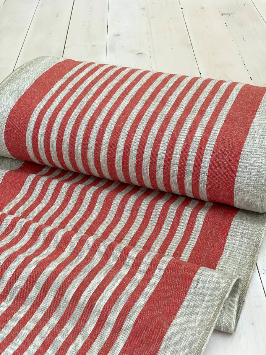 Natural narrow with red stripes - earthytextiles