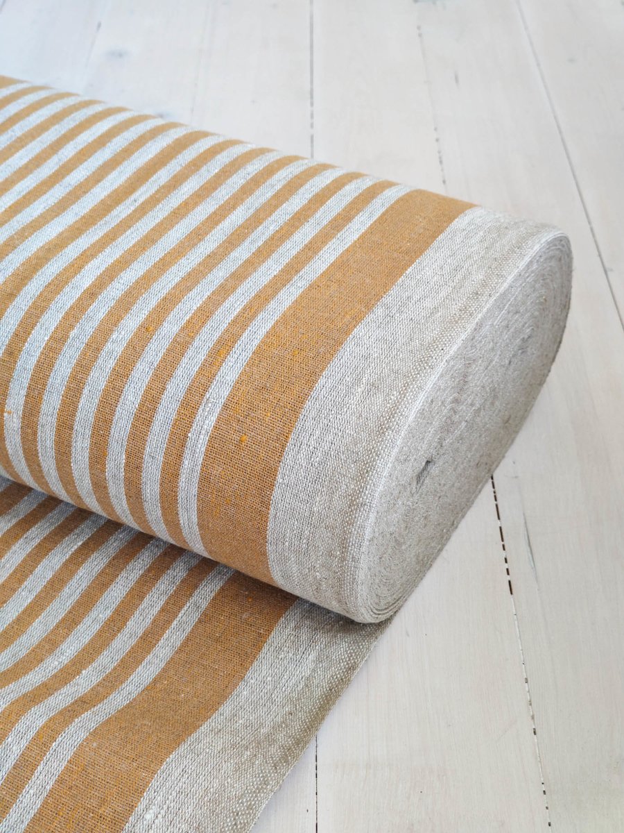 Natural narrow with yellow stripes - earthytextiles