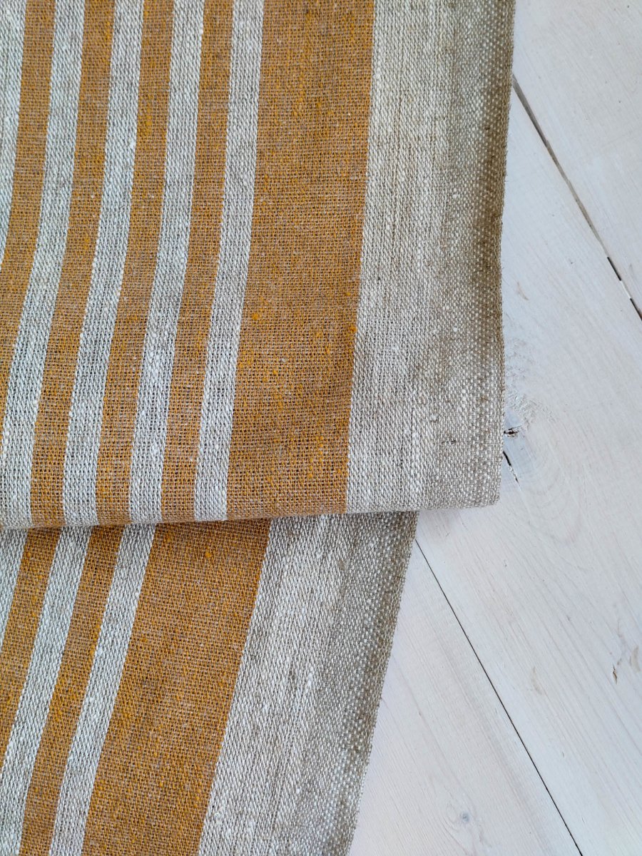 Natural narrow with yellow stripes - earthytextiles