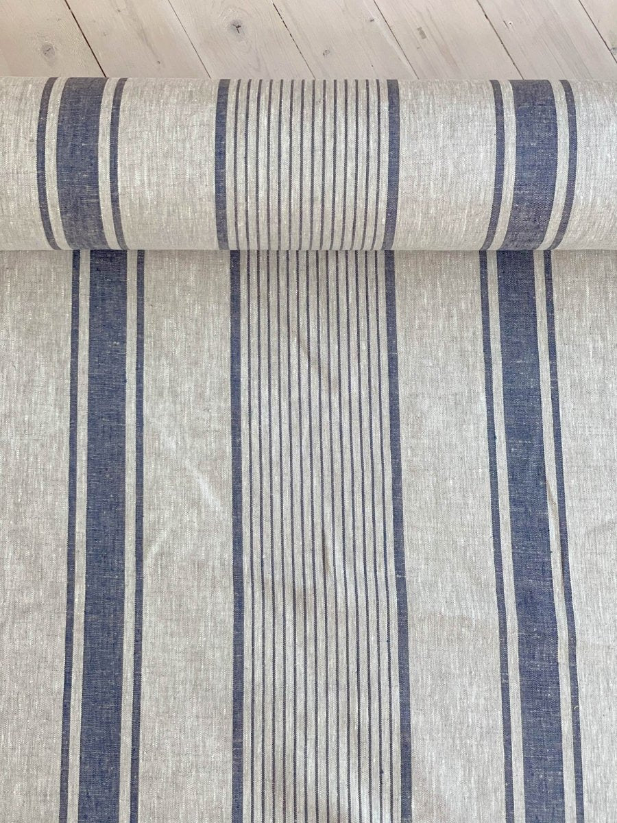 Natural with blue stripes - earthytextiles