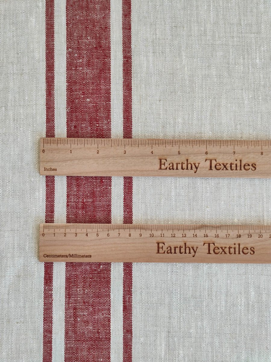 Natural with cherry red stripes - earthytextiles
