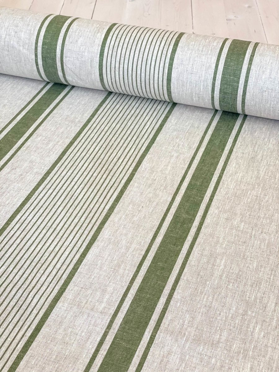 Natural with green stripes - earthytextiles