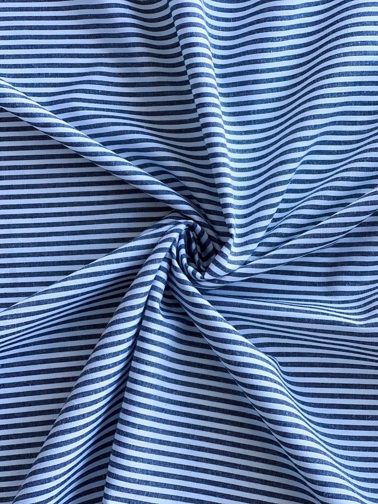 Navy blue stripes cotton - earthytextiles