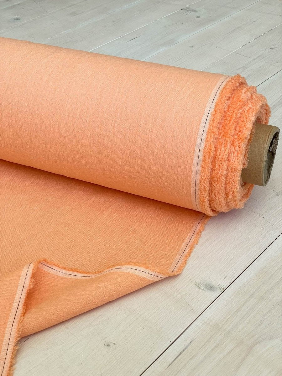 Peach linen fabric - earthytextiles
