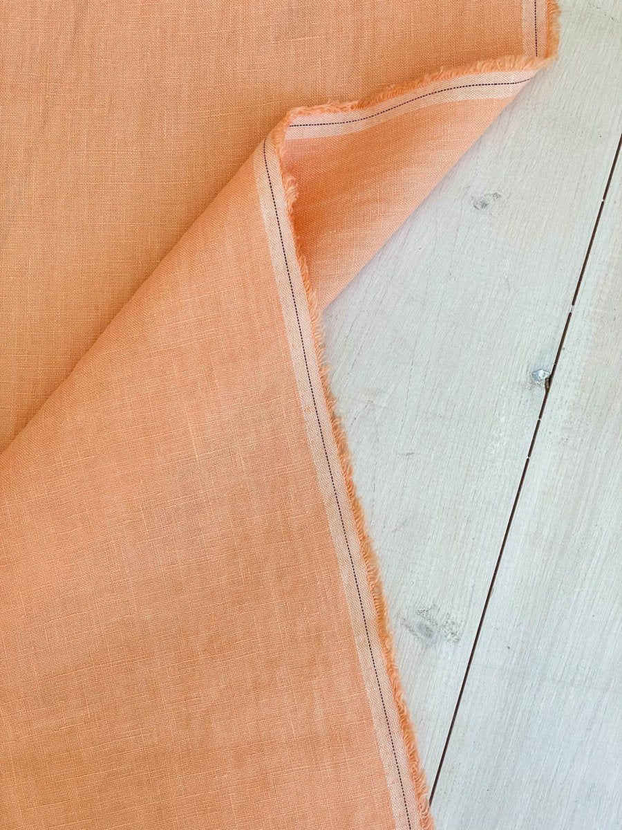 Peach linen fabric - earthytextiles