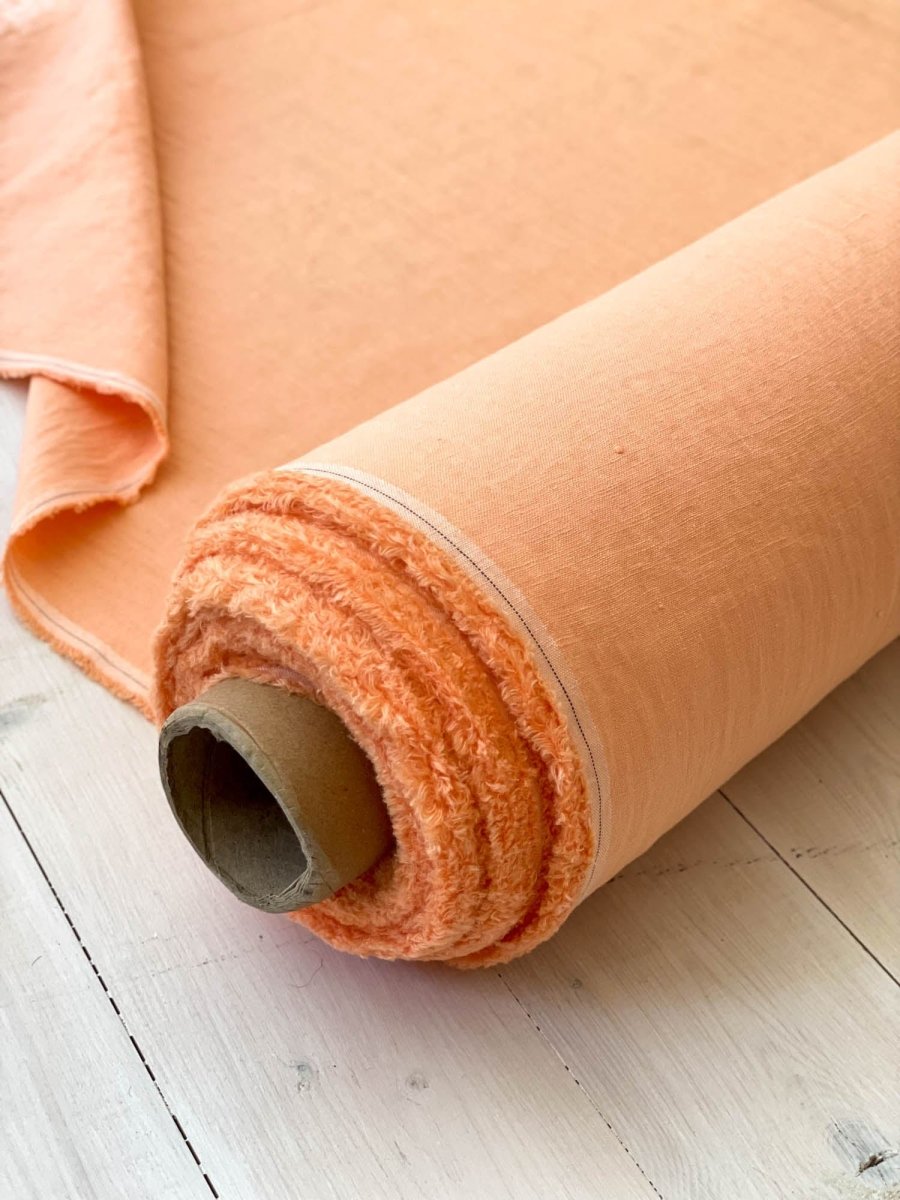 Peach linen fabric - earthytextiles