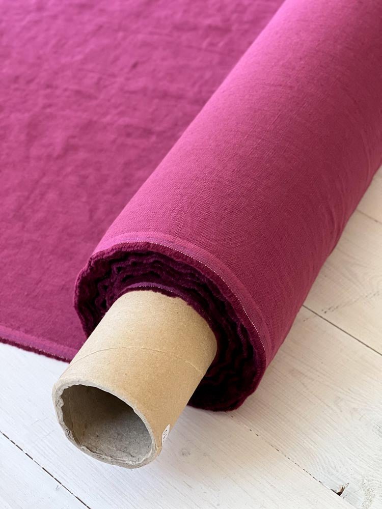 Raspberry radiance linen fabric - earthytextiles