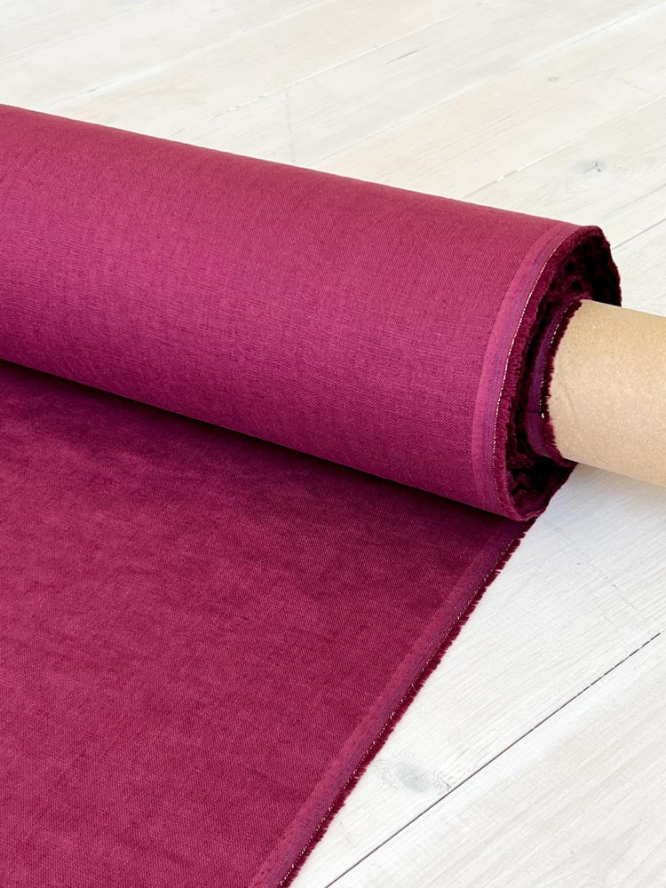 Raspberry radiance linen fabric - earthytextiles