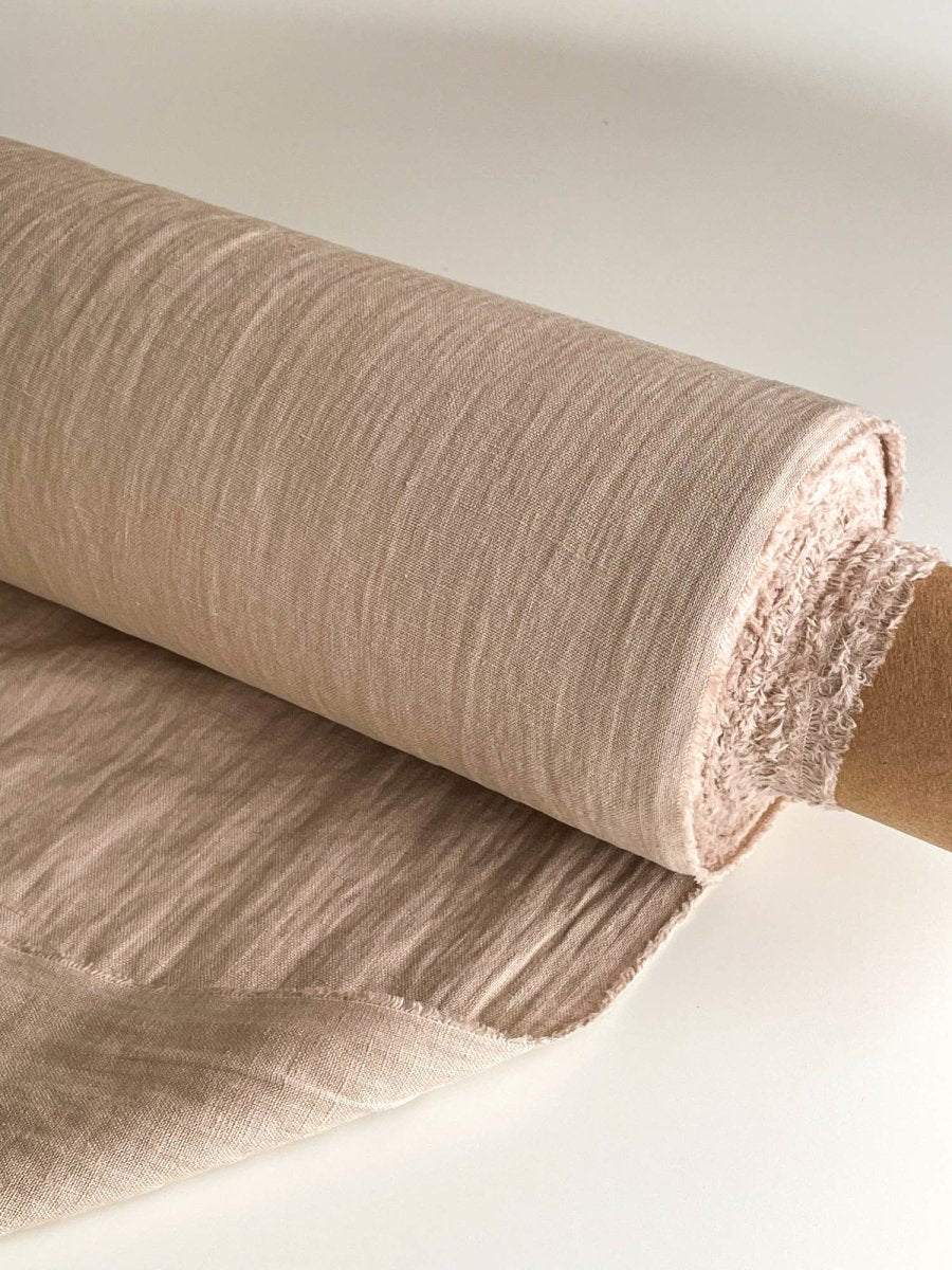 Softened natural linen fabric, QUITE HEAVY linen, 290 GSM, washed beige  white melange linen fabric by the meter, linen fabric by the yard