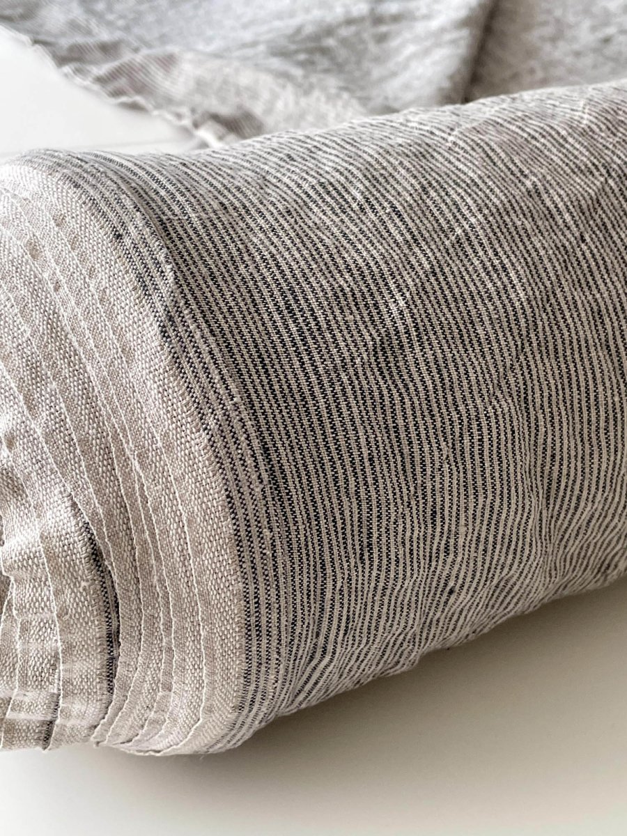 Striped linen fabric, style 1 - earthytextiles