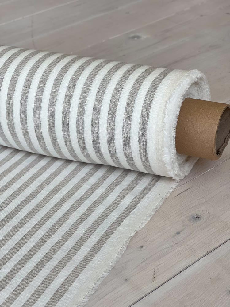 Striped linen fabric, style 11 - earthytextiles