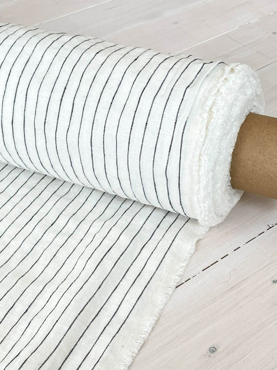 Striped linen fabric, style 3 - earthytextiles