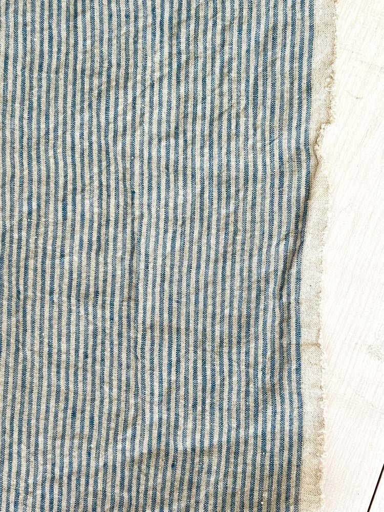 Lucas Natural Striped Linen Fabric Sample - LinenMe