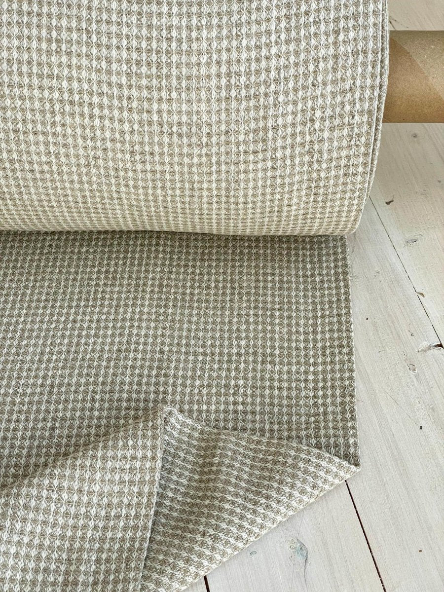 Wide waffle linen fabric - earthytextiles